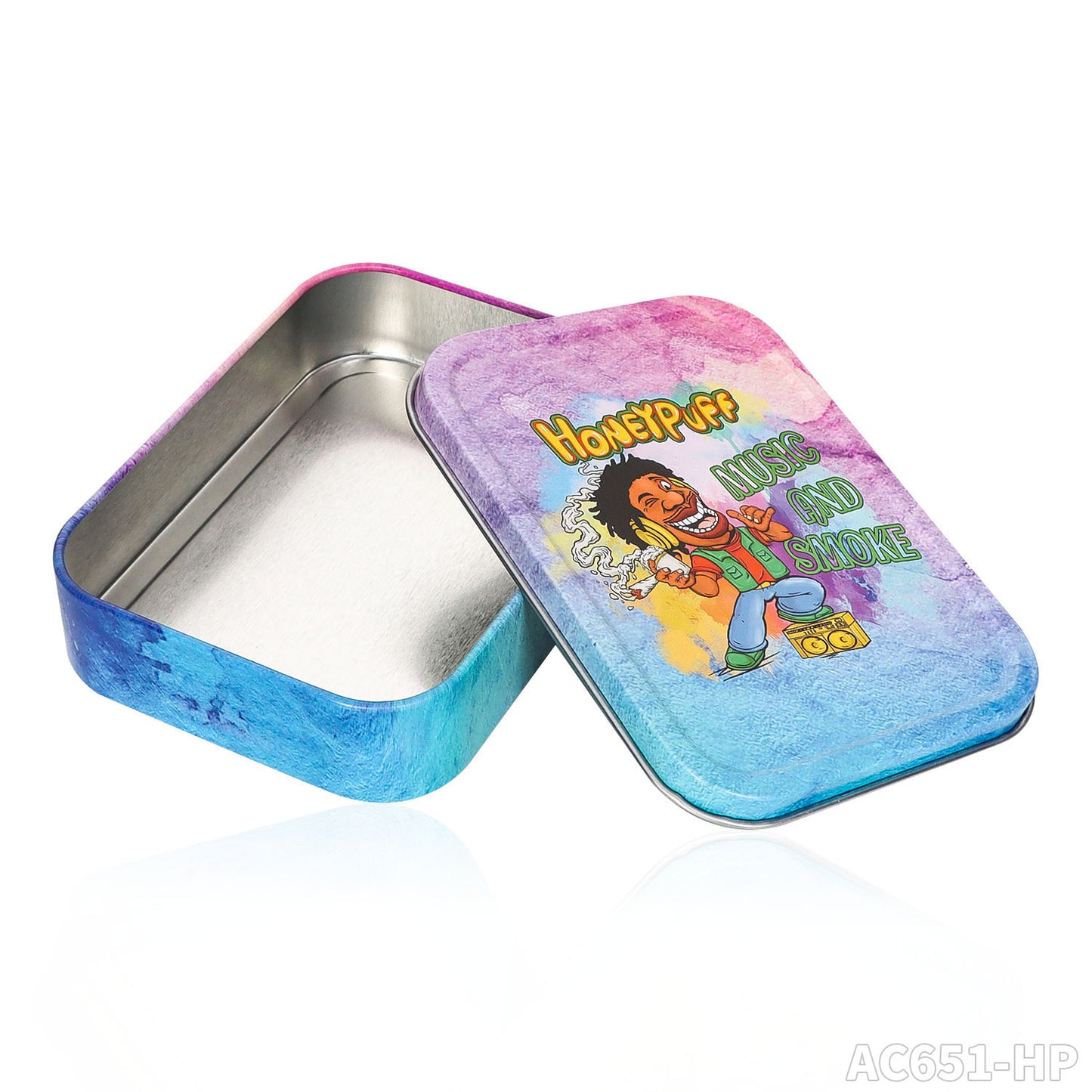 Boîte à tabac portable en fer blanc Honeypuff 102 x 83 mm, boîte à herbes multicolore, accessoires pour cigarettes