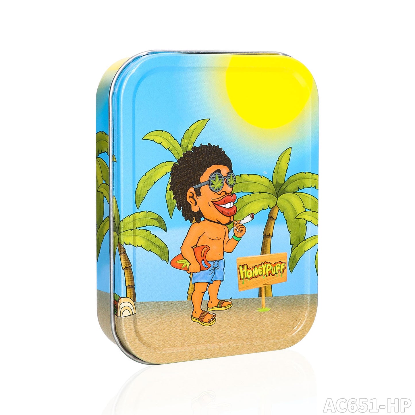 Boîte à tabac portable en fer blanc Honeypuff 102 x 83 mm, boîte à herbes multicolore, accessoires pour cigarettes
