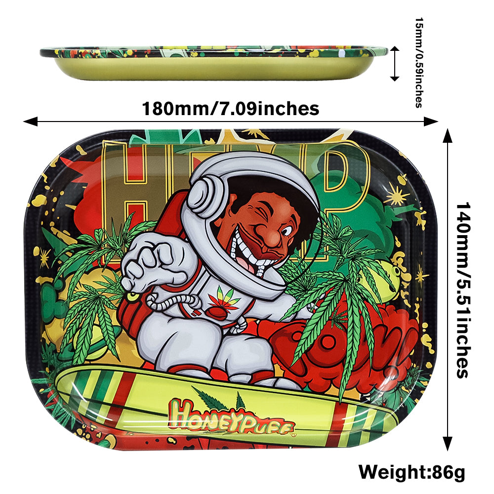 HONEYPUFF brand 180 * 140MM metal square with various designs, hot selling cigarette store accessories