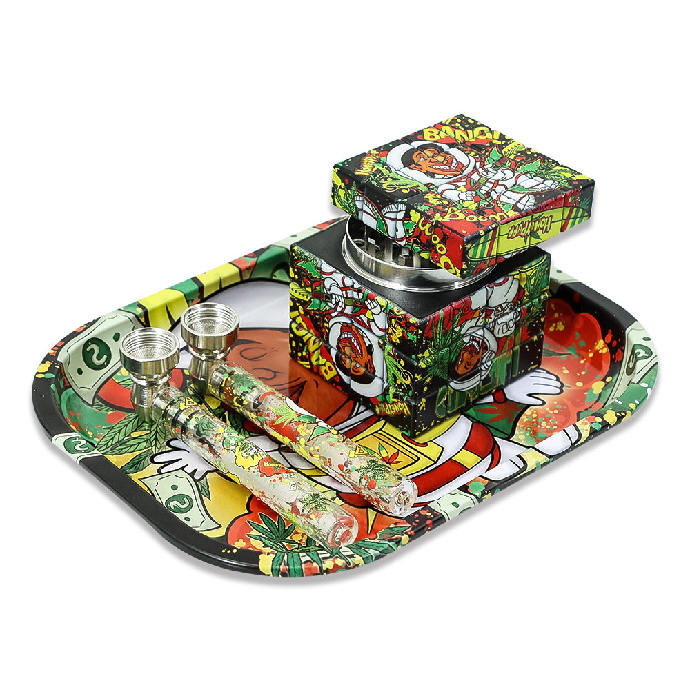 HONEYPUFF Multi Color Tinplate Metal Rolling Tray, 180*140 Size Portable Cigarette Rolling Paper Tray, Smooth Rounded Edge Rolling Paper Tray