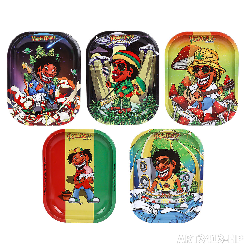 HONEYPUFF brand 180 * 140MM metal square with various designs, hot selling cigarette store accessories