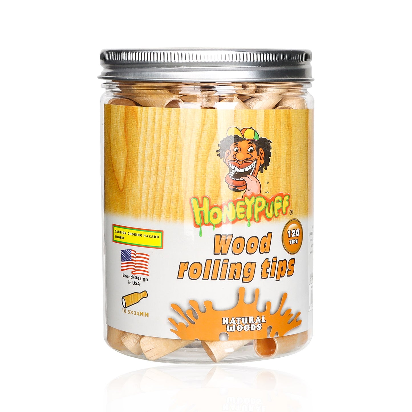 HONEYPUFF Organic Flavored Wood Rolling Filter Tips, 34 mm Cigarette Holder, 120 Tips / Jar