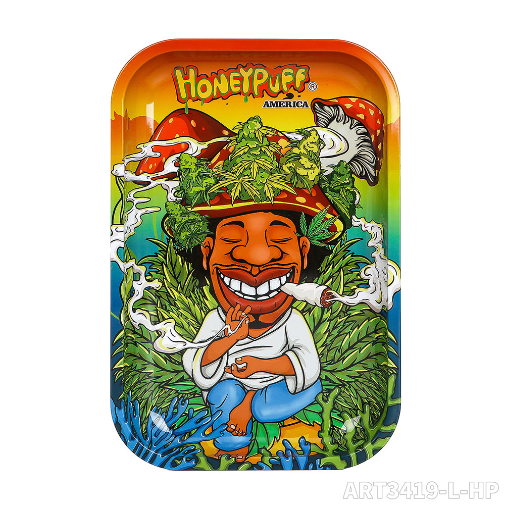 HONEYPUFF brand 287 * 189mm metal square with various designs, hot selling cigarette store accessories