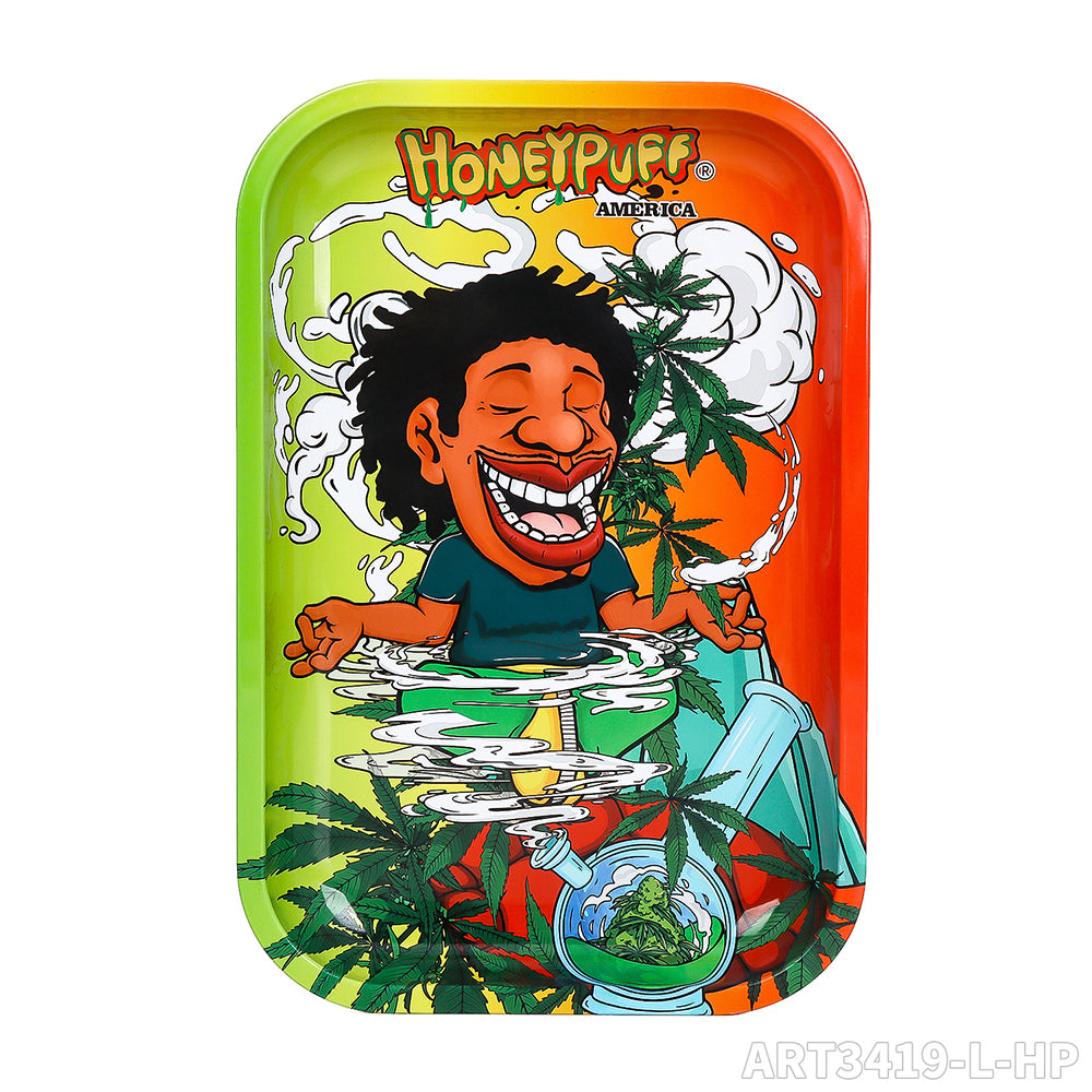HONEYPUFF brand 287 * 189mm metal square with various designs, hot selling cigarette store accessories