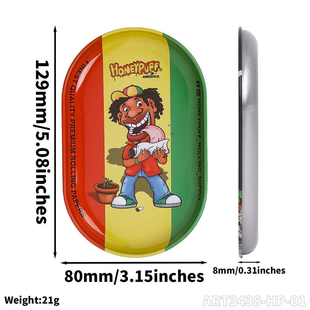 HONEYPUFF brand 130*80mm metal square rolling tray small rolling tray with various designs