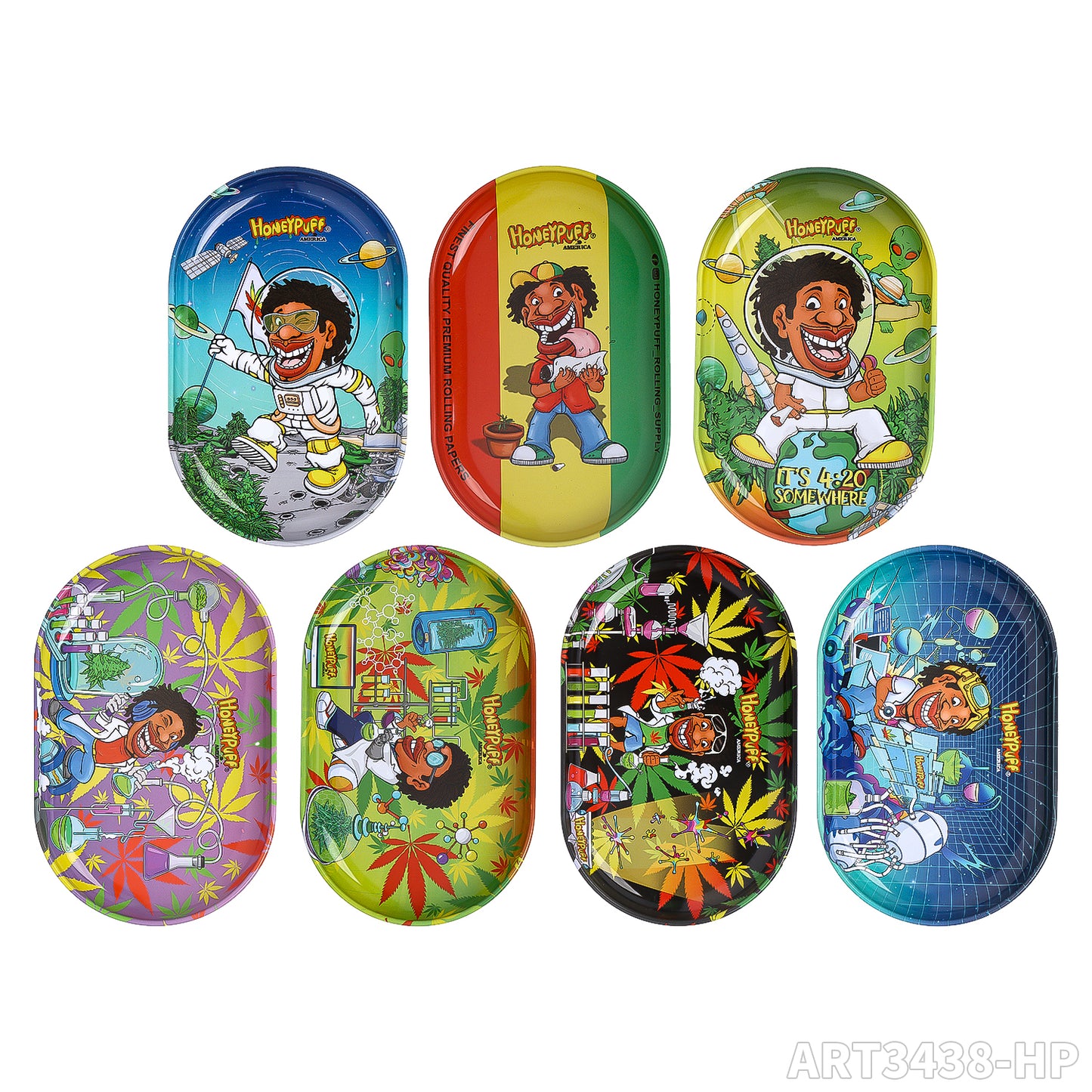 HONEYPUFF brand 130*80mm metal square rolling tray small rolling tray with various designs