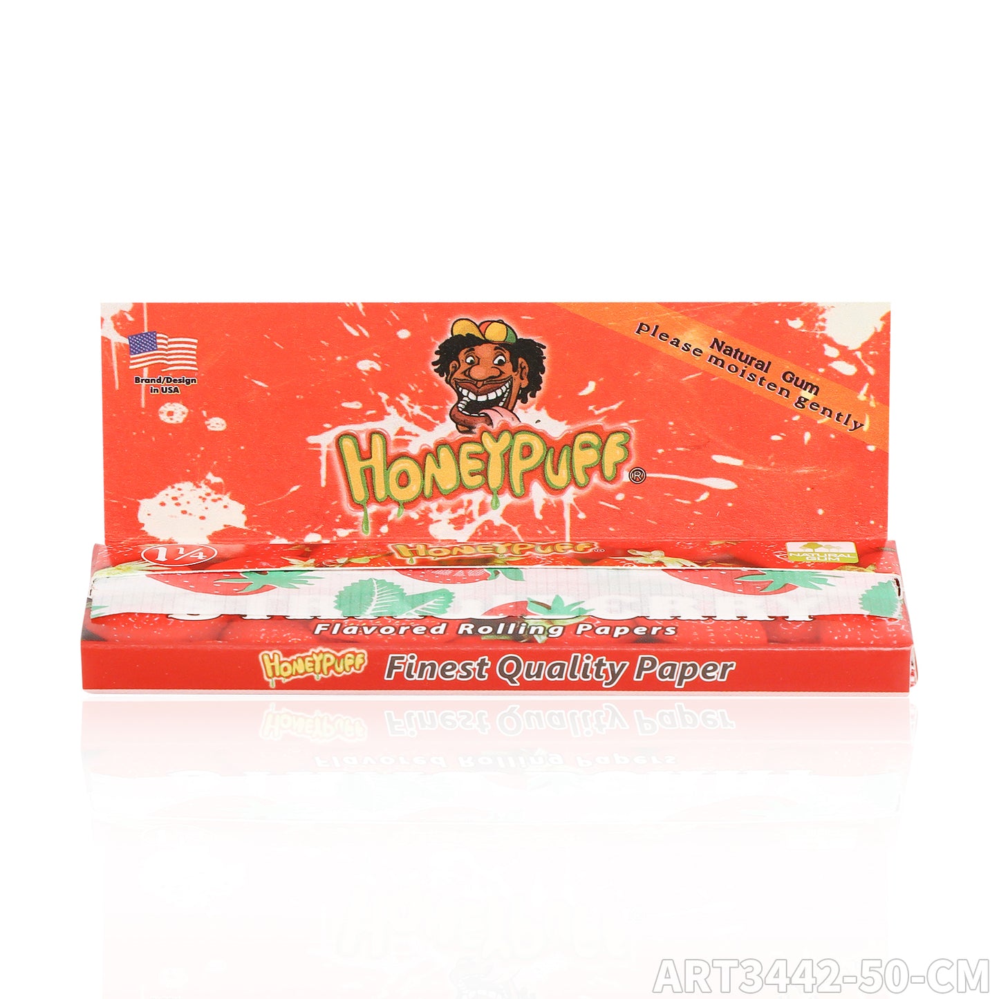 HONEYPUFF 1 1/4 Size Strawberry Flavored Rolling Papers, Slow Burning Cigarette Rolling Papers (50 PCS)