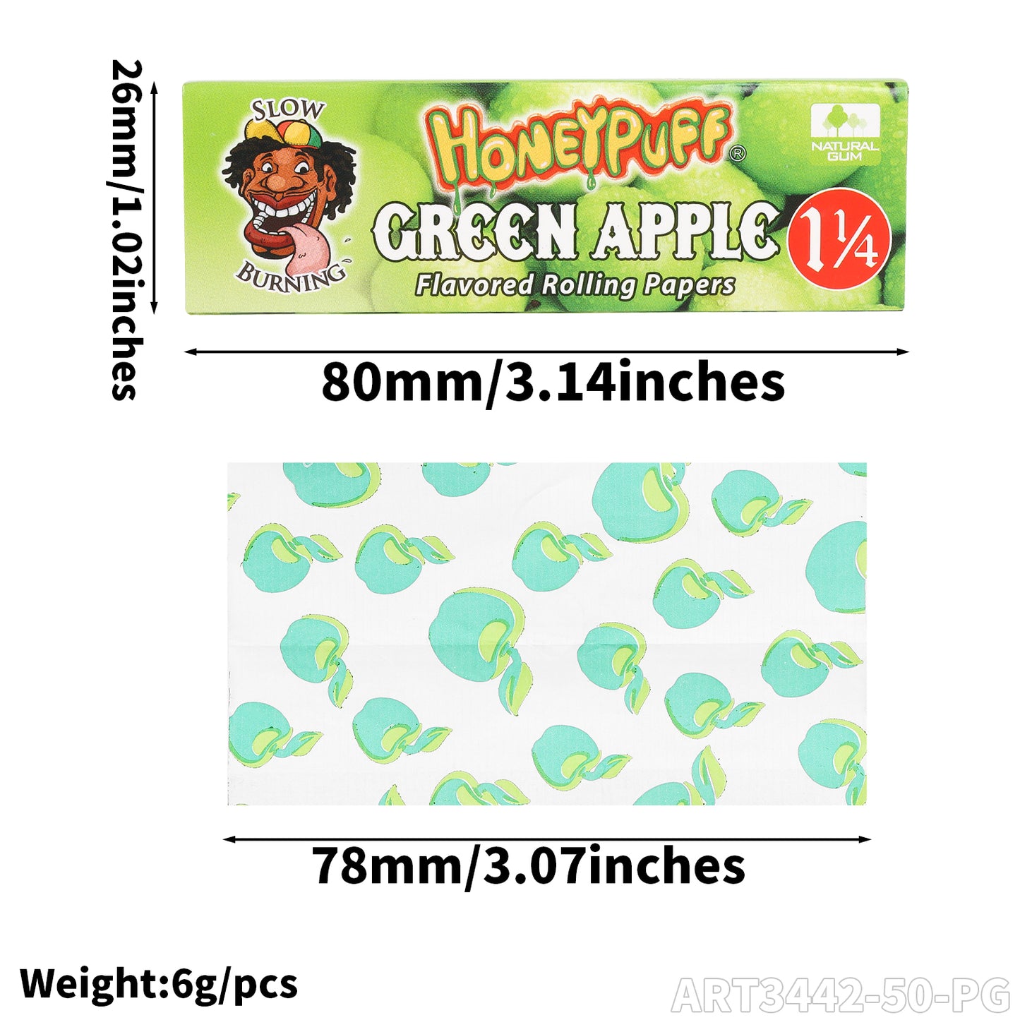 HONEYPUFF 1 1/4 Size Cherry Flavored Rolling Papers, Slow Burning Cigarette Rolling Papers (50 PCS)