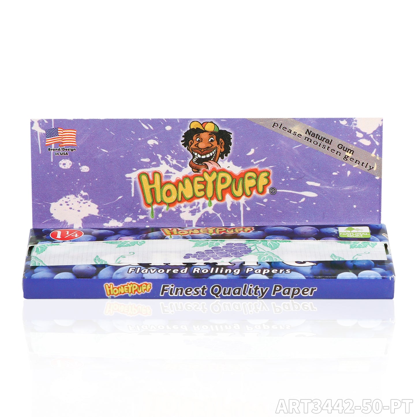 HONEYPUFF 1 1/4 Size grape Flavored Rolling Papers, Slow Burning Cigarette Rolling Papers (50 PCS)