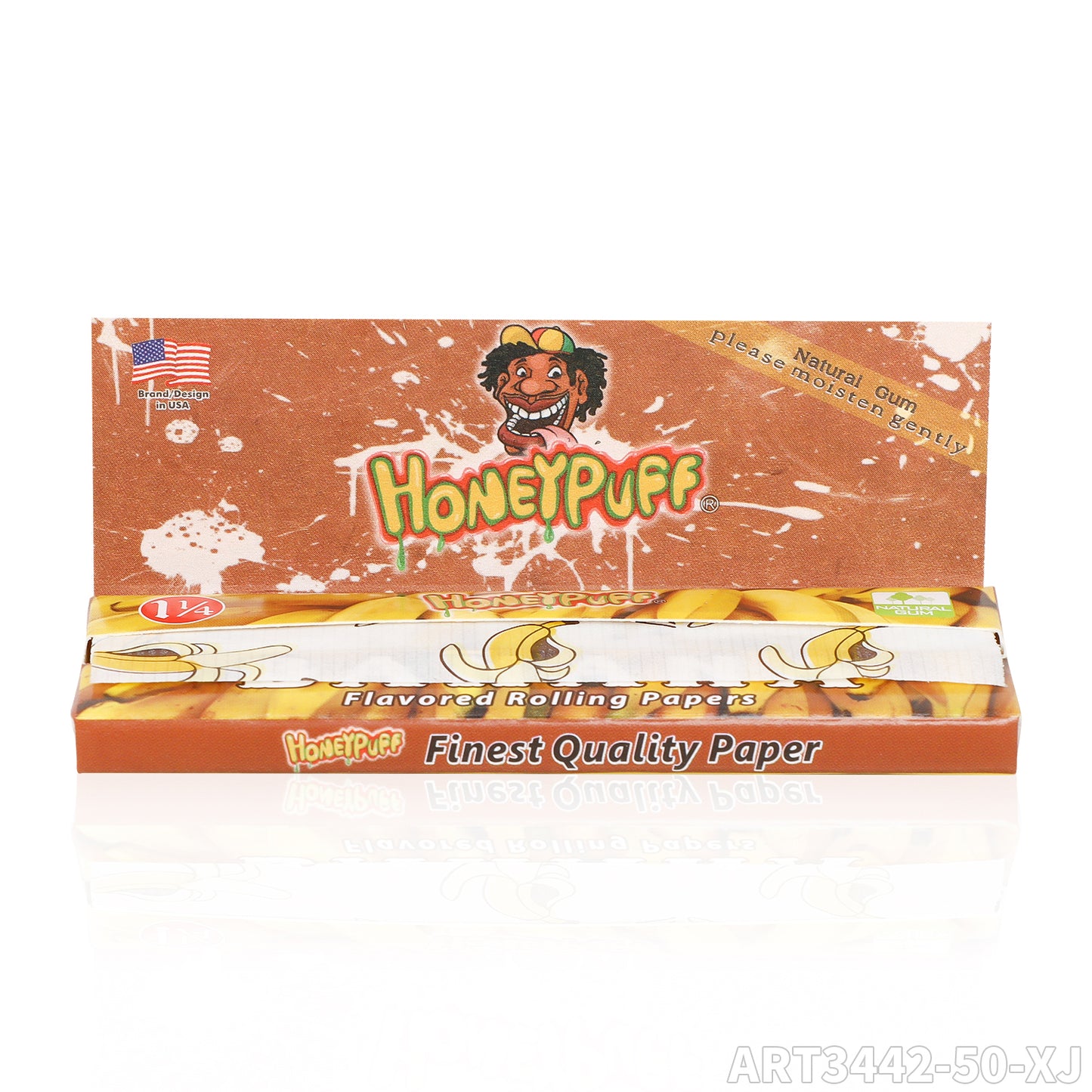 HONEYPUFF 1 1/4 Size Banana Flavored Rolling Papers, Slow Burning Cigarette Rolling Papers (50 PCS)