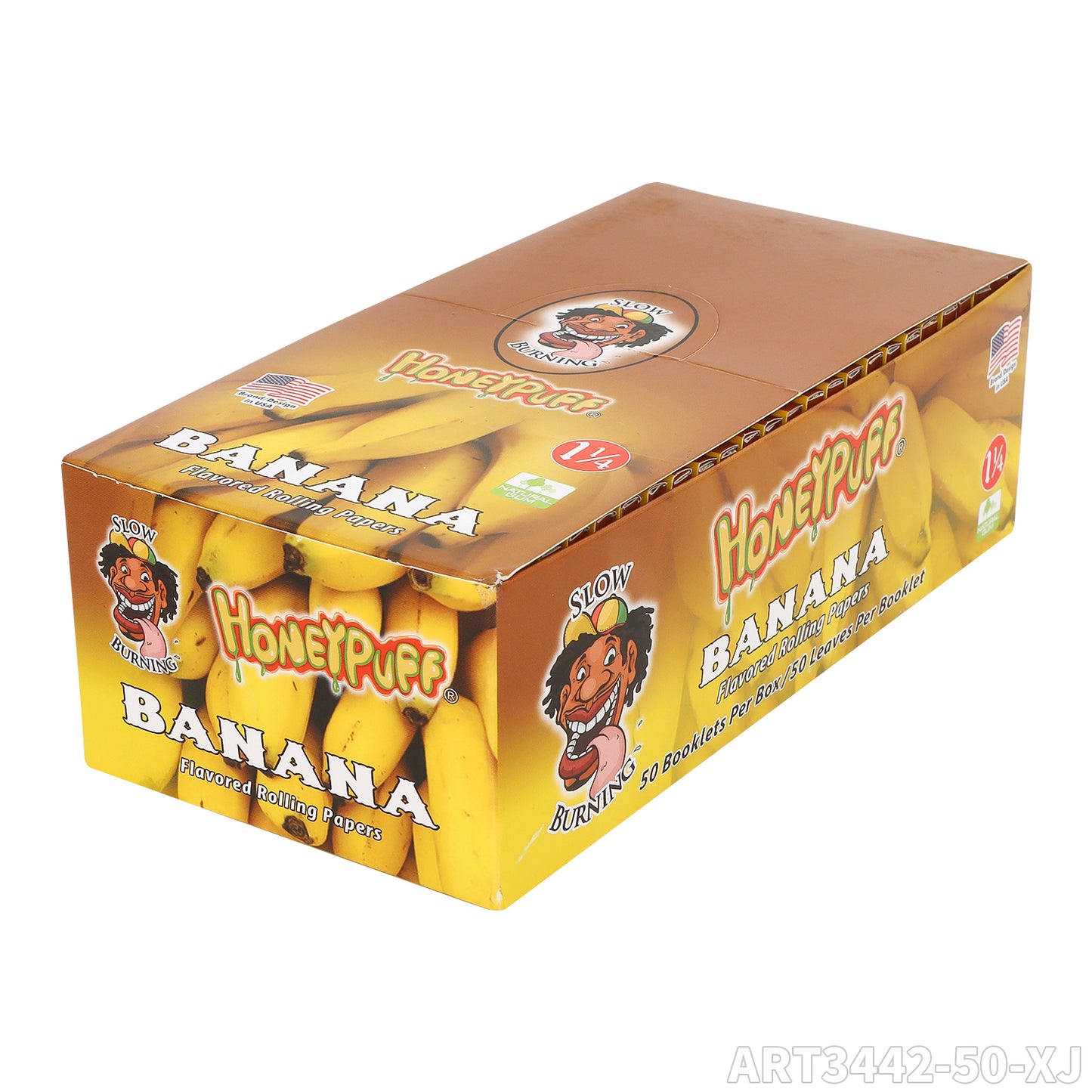 HONEYPUFF 1 1/4 Size Banana Flavored Rolling Papers, Slow Burning Cigarette Rolling Papers (50 PCS)