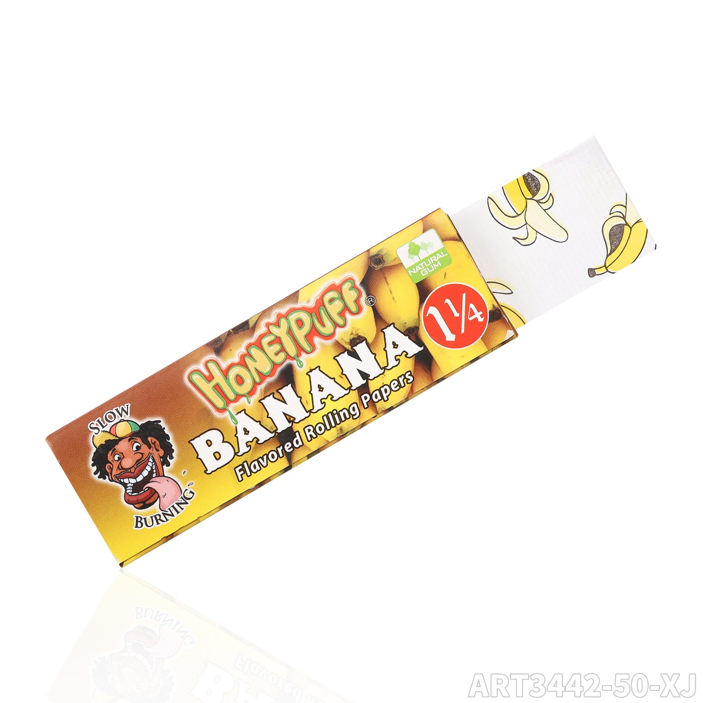 HONEYPUFF 1 1/4 Size Banana Flavored Rolling Papers, Slow Burning Cigarette Rolling Papers (50 PCS)
