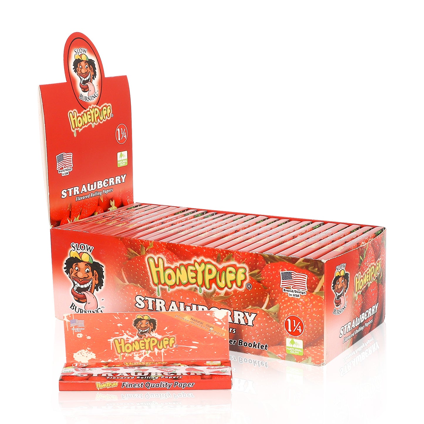HONEYPUFF 1 1/4 Size Strawberry Flavored Rolling Papers 12 Packs Flavored Rolling Papers