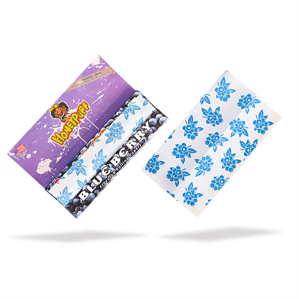 HONEYPUFF 1 1/4 Size Blueberry Flavored Rolling Papers 12 Packs Flavored Rolling Papers