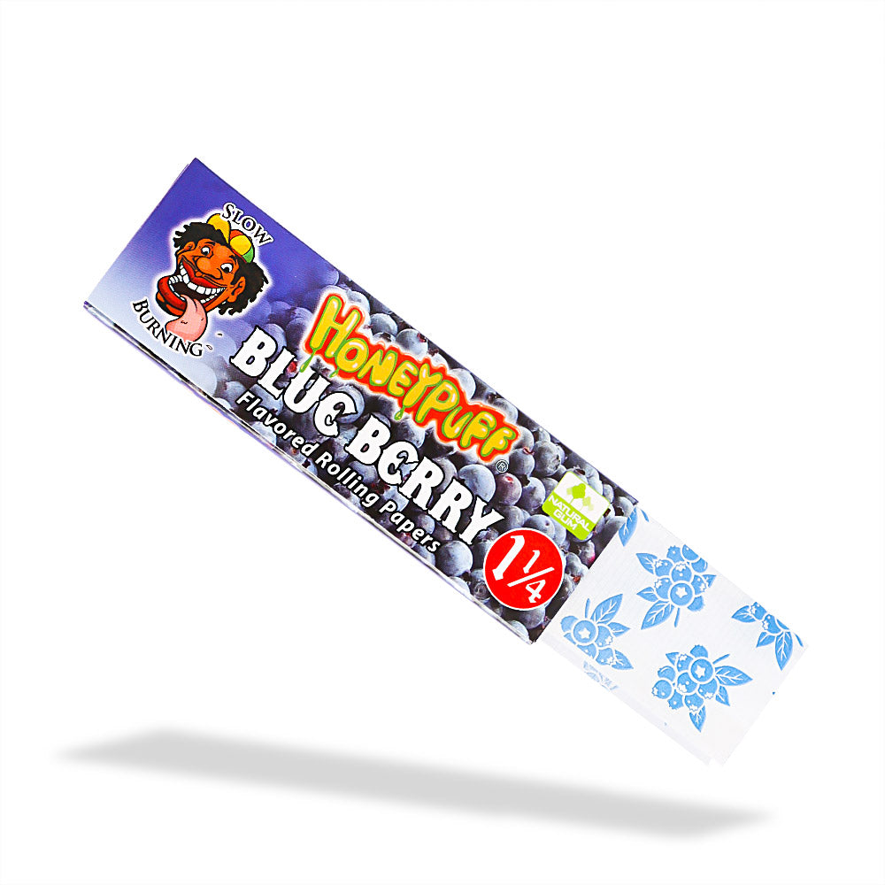 HONEYPUFF 1 1/4 Size Blueberry Flavored Rolling Papers 12 Packs Flavored Rolling Papers