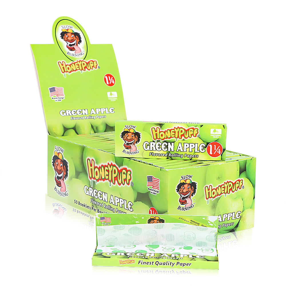 HONEYPUFF 1 1/4 Size Apple Flavored Rolling Papers 12 Packs Flavored Rolling Papers