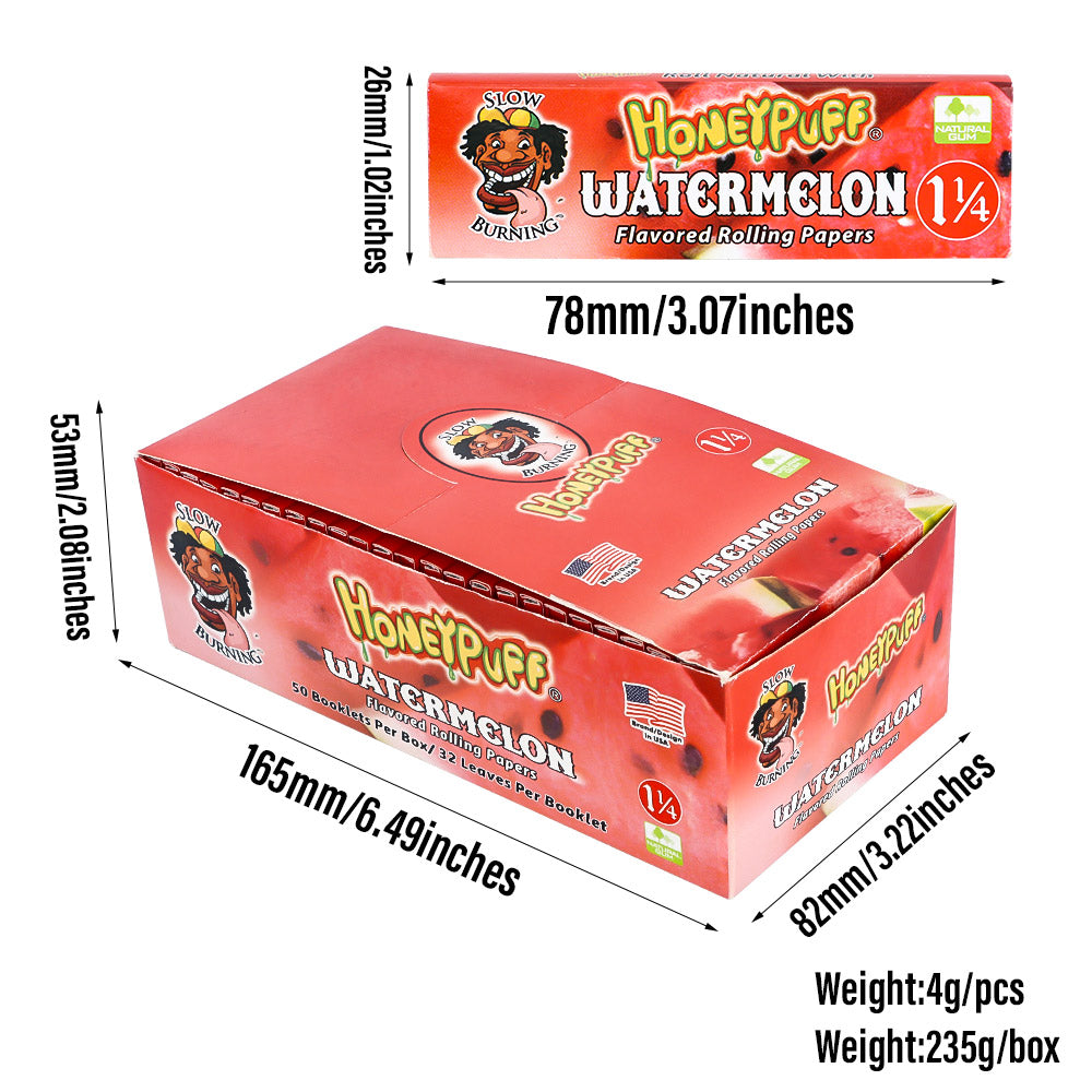 HONEYPUFF 1 1/4 Size Watermelon Flavored Rolling Papers 12 Packs Flavored Rolling Papers
