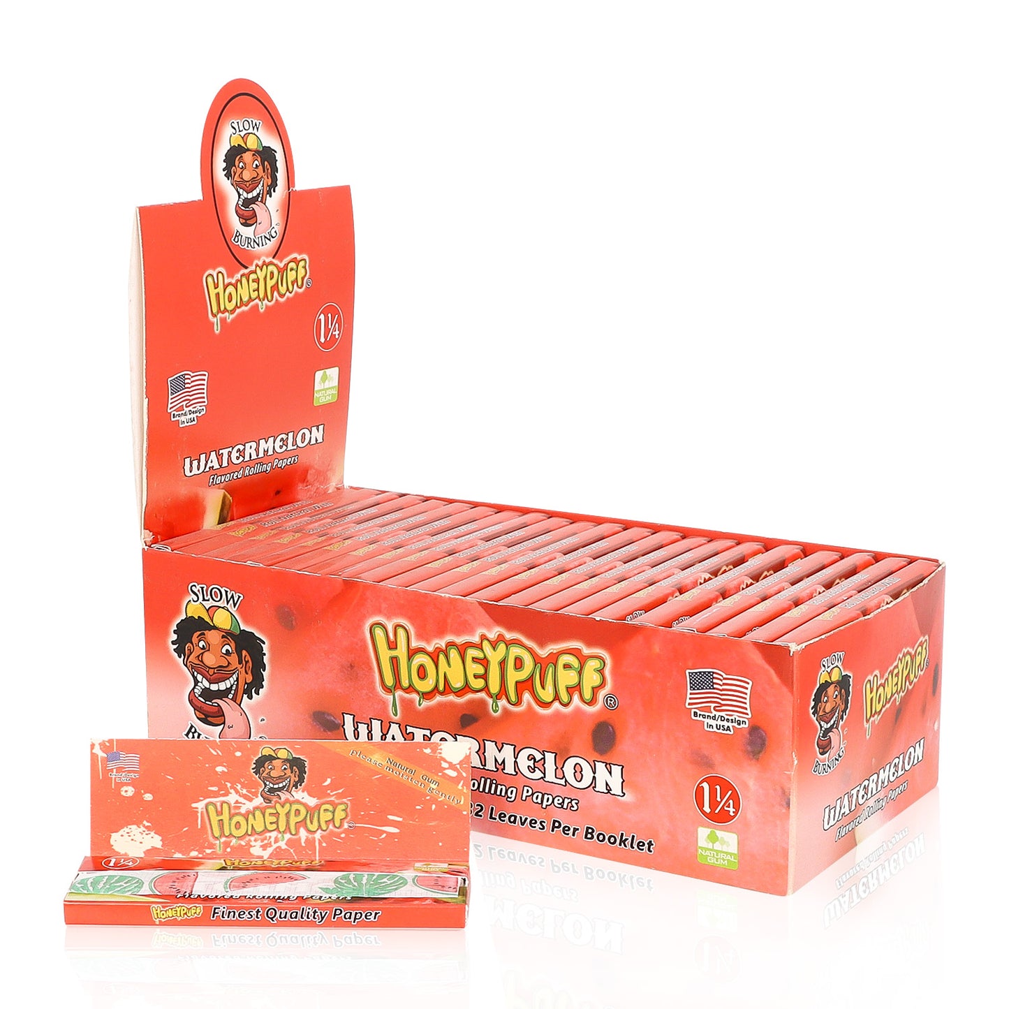 HONEYPUFF 1 1/4 Size Watermelon Flavored Rolling Papers 12 Packs Flavored Rolling Papers