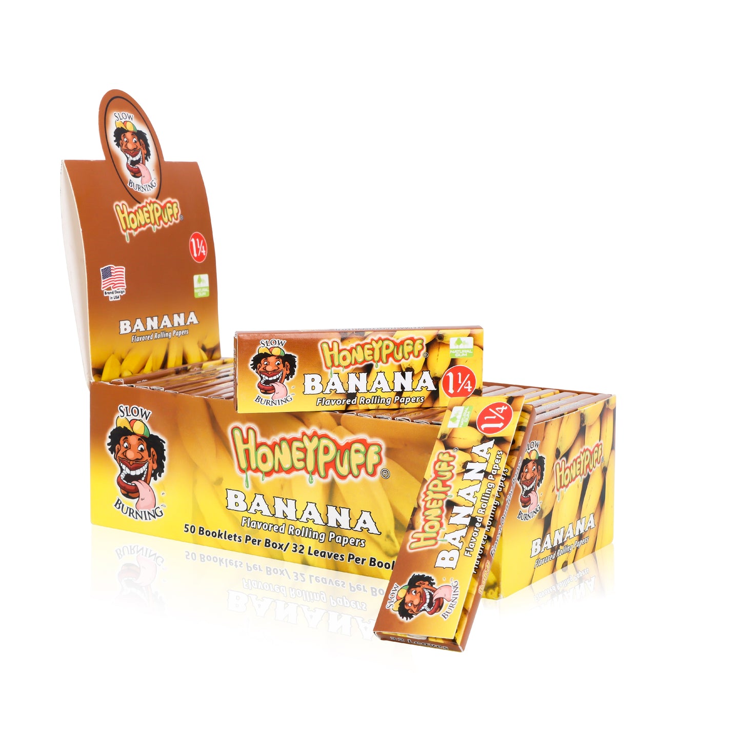 HONEYPUFF 1 1/4 Size Banana Flavored Rolling Papers 12 Packs Flavored Rolling Papers