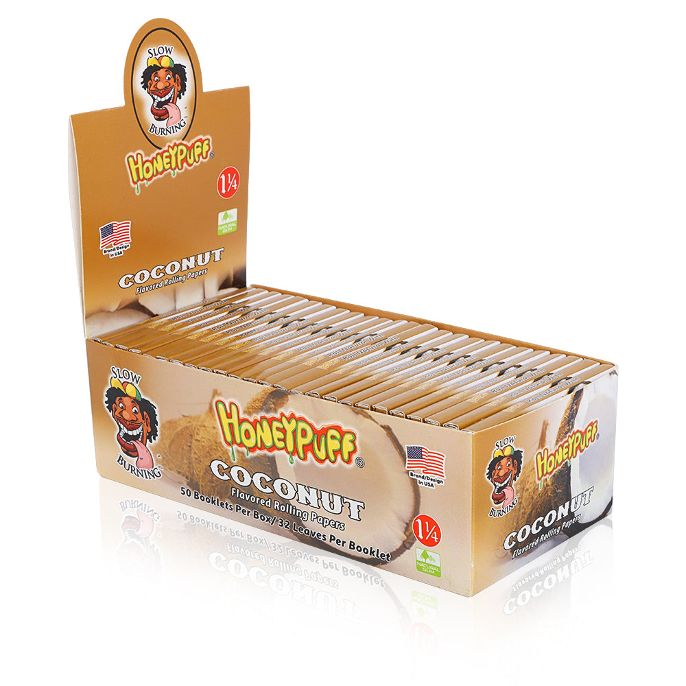 HONEYPUFF 1 1/4 Size Coconut Flavored Rolling Papers 12 Packs Flavored Rolling Papers