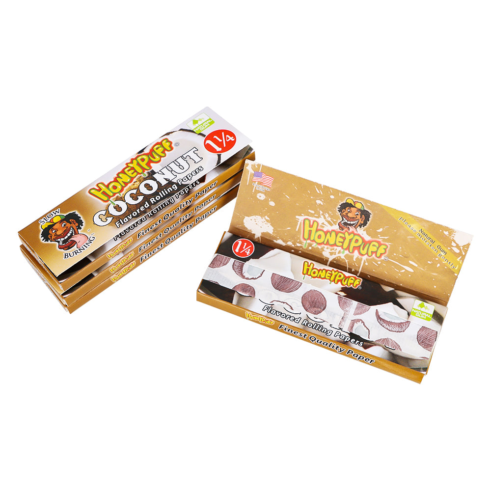 HONEYPUFF 1 1/4 Size Coconut Flavored Rolling Papers 12 Packs Flavored Rolling Papers