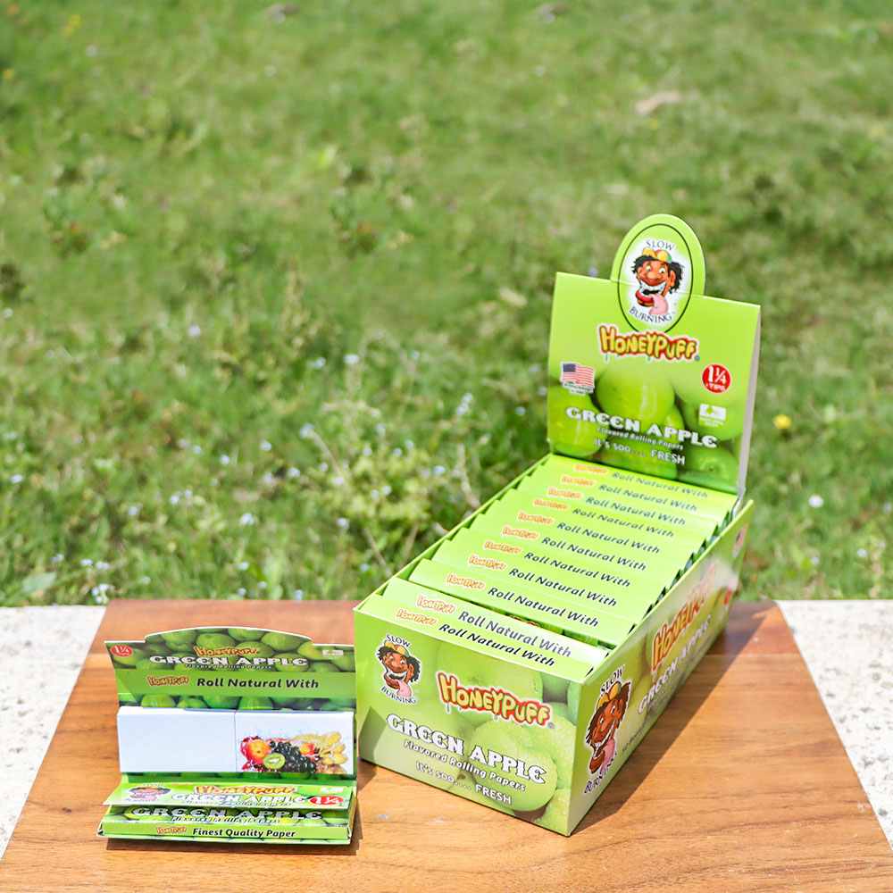 HONEYPUFF 1 1/4 Size Apple Flavored Rolling Papers 12 Packs Flavored Rolling Papers