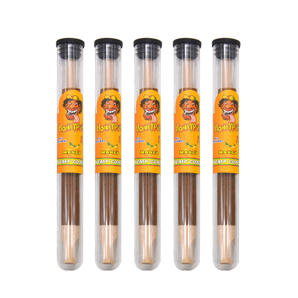 HONEYPUFF Honey Flavors Pre Rolled Cones with Wood Tips, King Size Rolling Paper & Glass Cigarette Holder, Slow Burning Rolling Cones, 1 PCS/ Tube 24 Tubes/Box