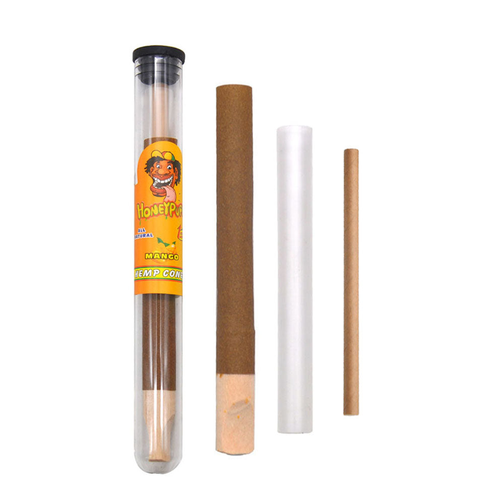 HONEYPUFF Honey Flavors Pre Rolled Cones with Wood Tips, King Size Rolling Paper & Glass Cigarette Holder, Slow Burning Rolling Cones, 1 PCS/ Tube 24 Tubes/Box