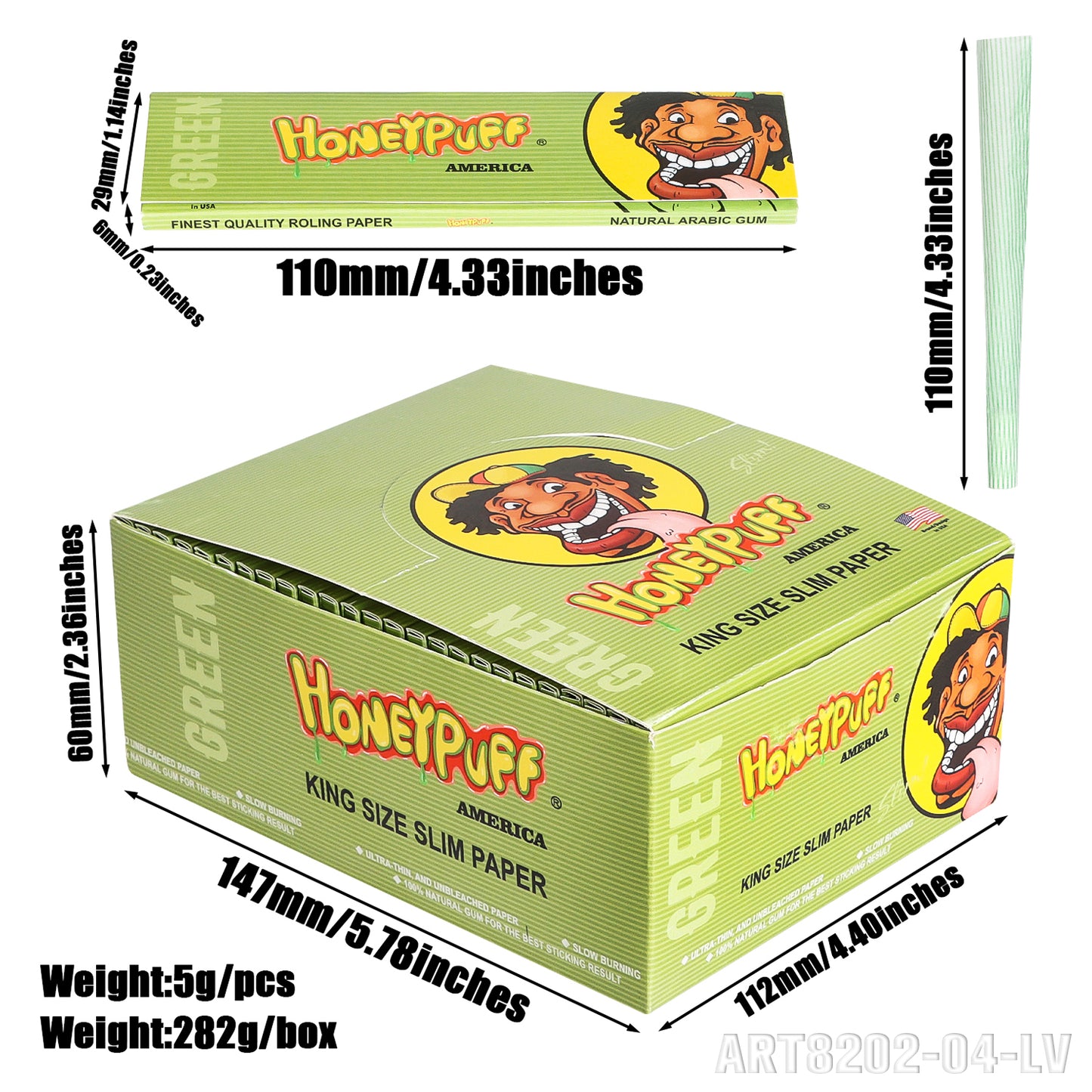 HONEYPUFF 1 1/4 Size Variety Of Flavors Rolling Papers, Slow Burning Cigarette Rolling Papers (32 PCS)