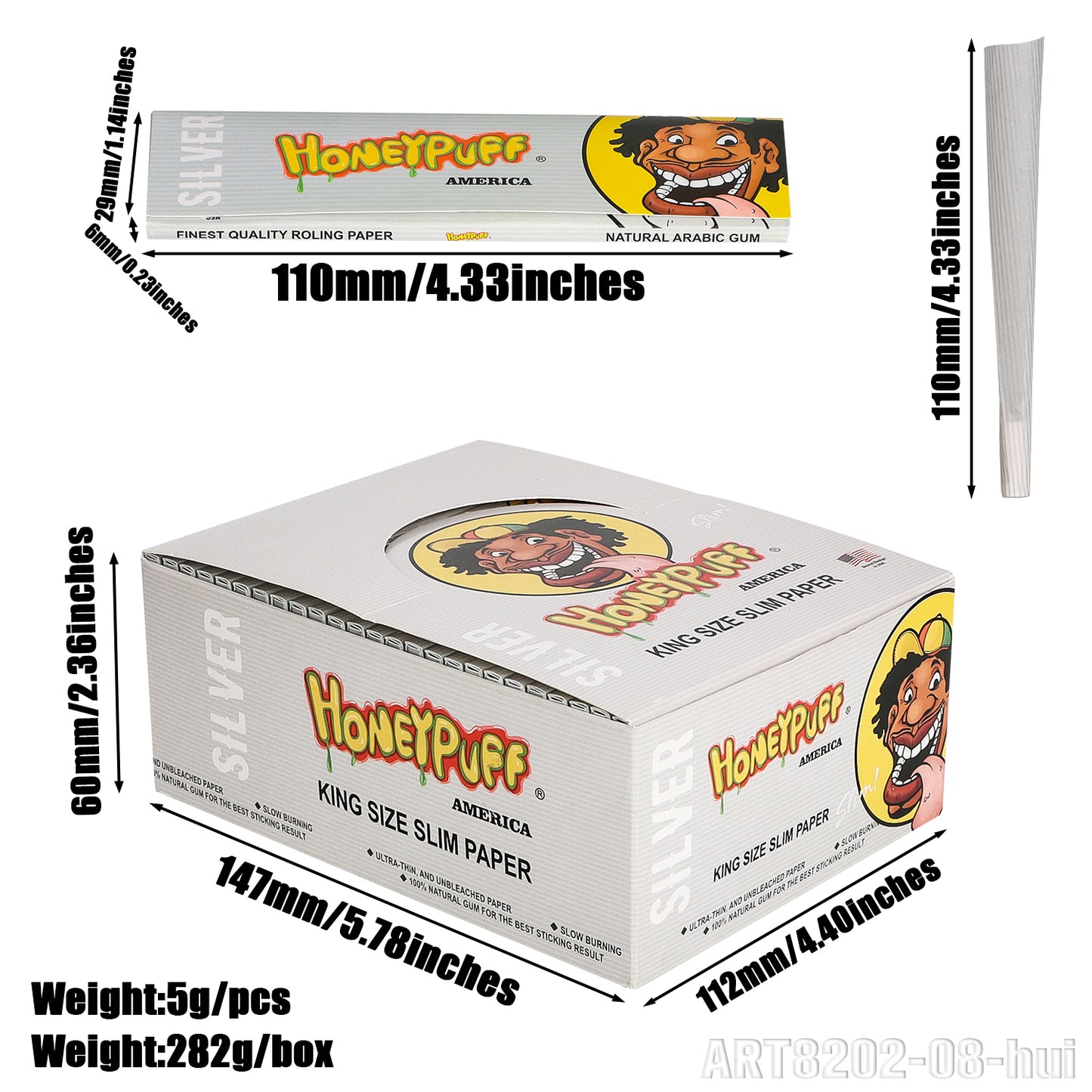 HONEYPUFF 1 1/4 Size Variety Of Flavors Rolling Papers, Slow Burning Cigarette Rolling Papers (32 PCS)