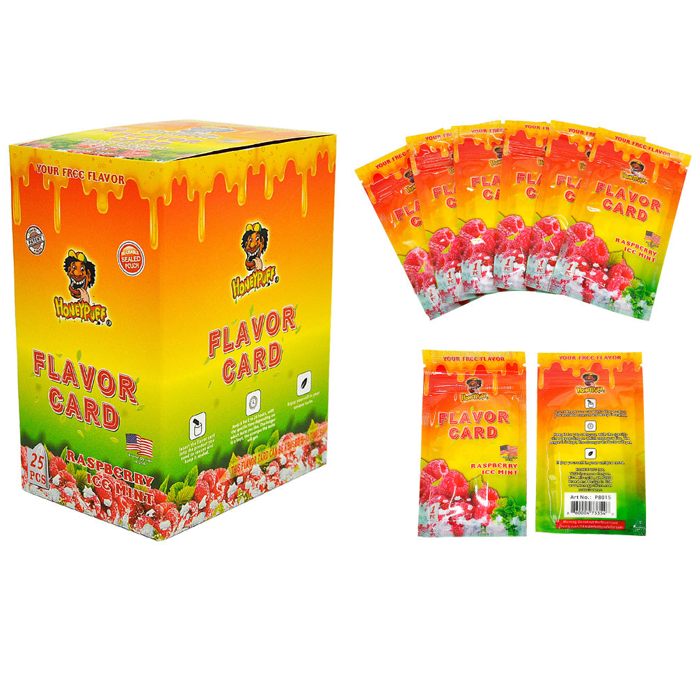 HONEYPUFF Raspberry Ice Mint Flavour Cards, King Size Cigarette Insert Infusion, Natural Flavour Card