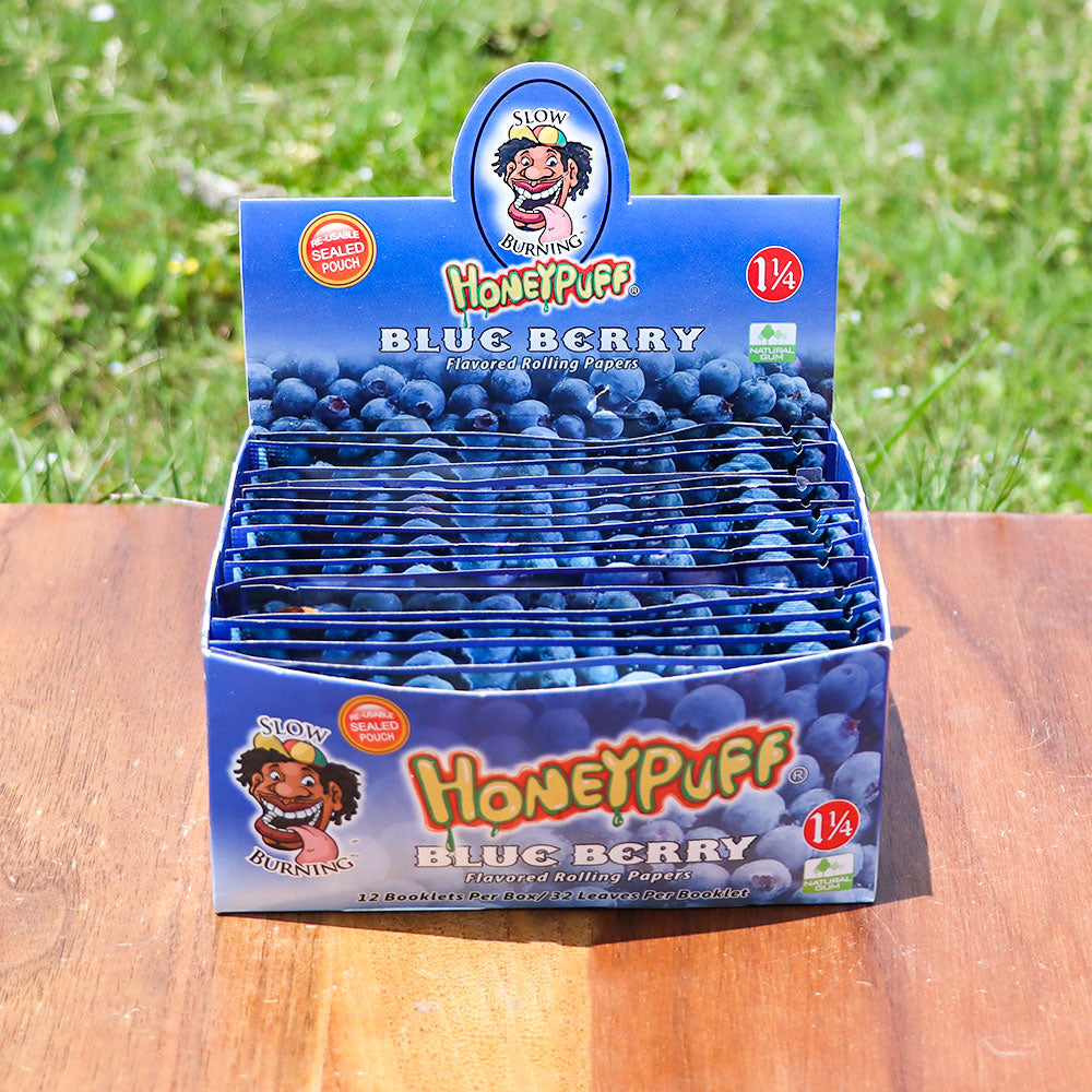 HONEYPUFF 1 1/4 Size Blueberry Flavored Rolling Papers, Slow Burning Cigarette Rolling Papers (50 PCS)