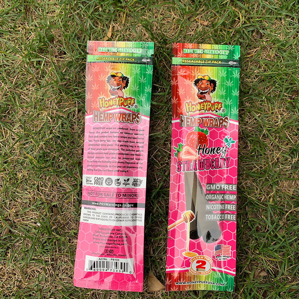 HONEYPUFF Strawberry Flavored Pre Rolled Cones with Two Pre Rolled Tips, King Size Rolling Cones, Slow Burning Pre Rolled Rolling Papers, 2 Pcs / Pack 12 Packs/Box