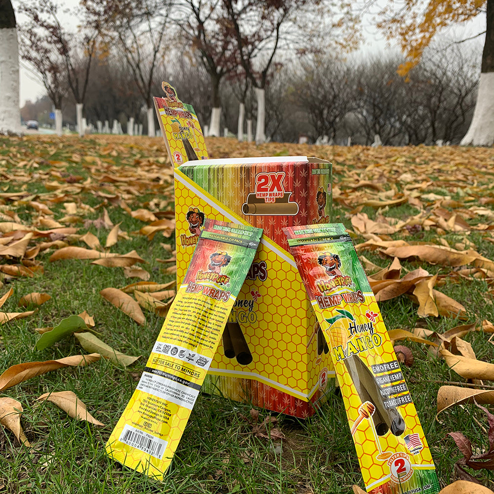 HONEYPUFF Mango Flavored Pre Rolled Cones, King Size Pre Rolled Rolling Paper with Tips, Slow Burning Rolling Cones, 2 PCS / Pack 12 Packs / Box