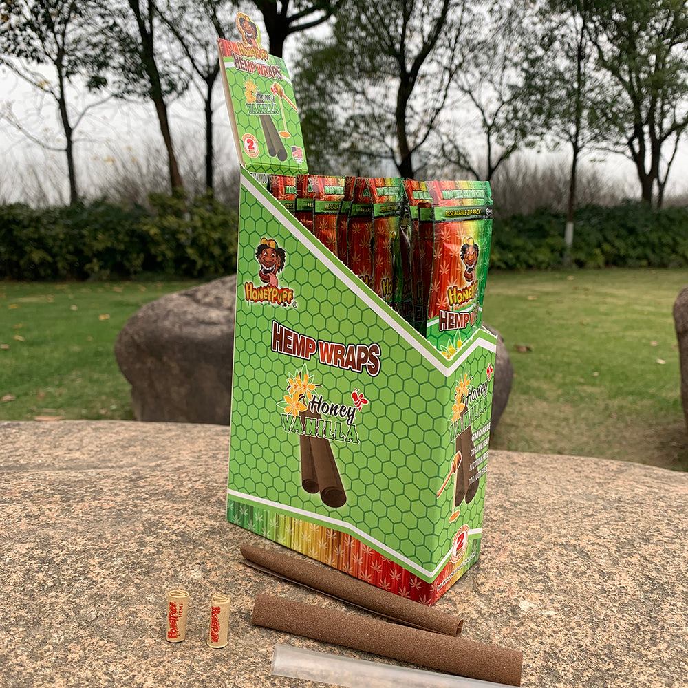HONEYPUFF Vanilla Flavored Pre Rolled Cones, King Size Pre Rolled Rolling Paper with Tips, Slow Burning Rolling Cones, 2 PCS / Pack 12 Packs / Box