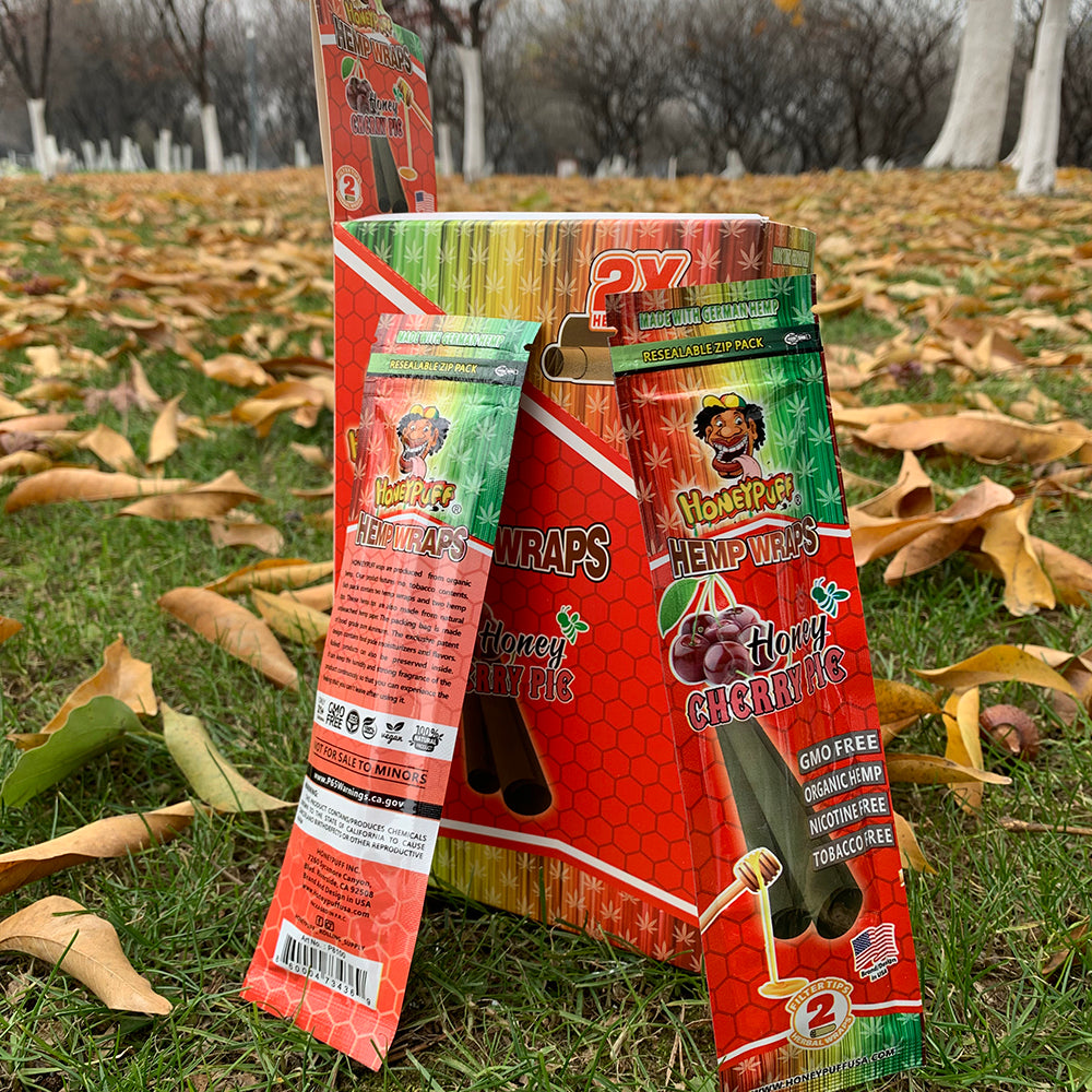 HONEYPUFF Cherry Flavored Pre Rolled Cones, King Size Pre Rolled Rolling Paper with Tips, Slow Burning Rolling Cones, 2 PCS / Pack 12 Packs / Box