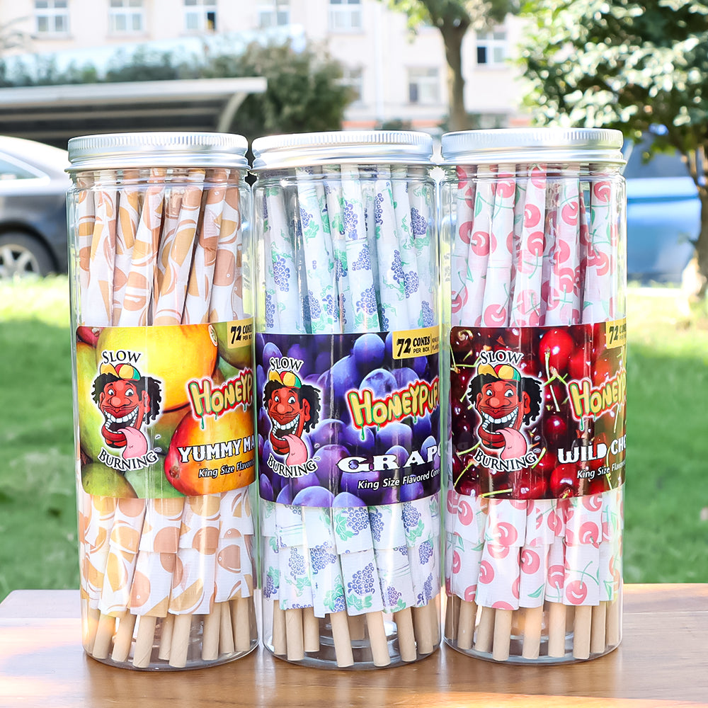 HONEYPUFF Kokosnussgeschmack Vorgerollte Tüten, King Size Vorgerolltes Zigarettenpapier, Natürliches Zigarettenpapier mit Tips, 72 Tüten