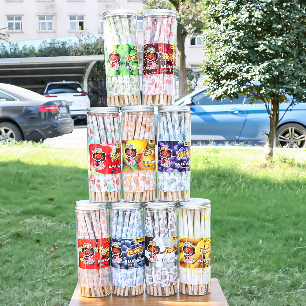 HONEYPUFF Green Apple Flavored Pre Rolled Cones, King Size Rolling Cones with Tips, 72 Pcs Pre Rolled Rolling Paper, Slow Burning Rolling Papers