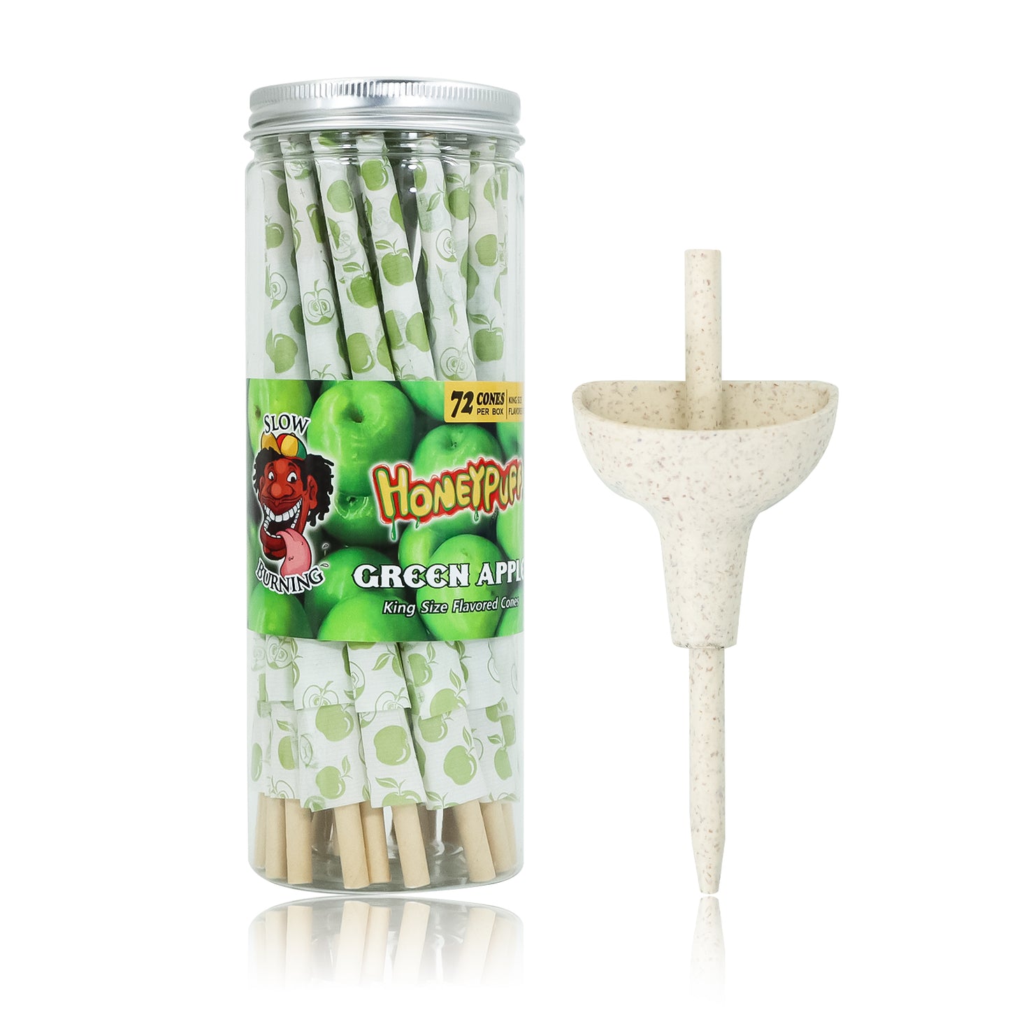 HONEYPUFF Green Apple Flavored Pre Rolled Cones, King Size Rolling Cones with Tips, 72 Pcs Pre Rolled Rolling Paper, Slow Burning Rolling Papers