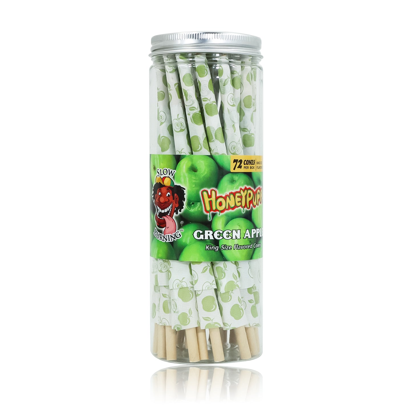 HONEYPUFF Green Apple Flavored Pre Rolled Cones, King Size Rolling Cones with Tips, 72 Pcs Pre Rolled Rolling Paper, Slow Burning Rolling Papers