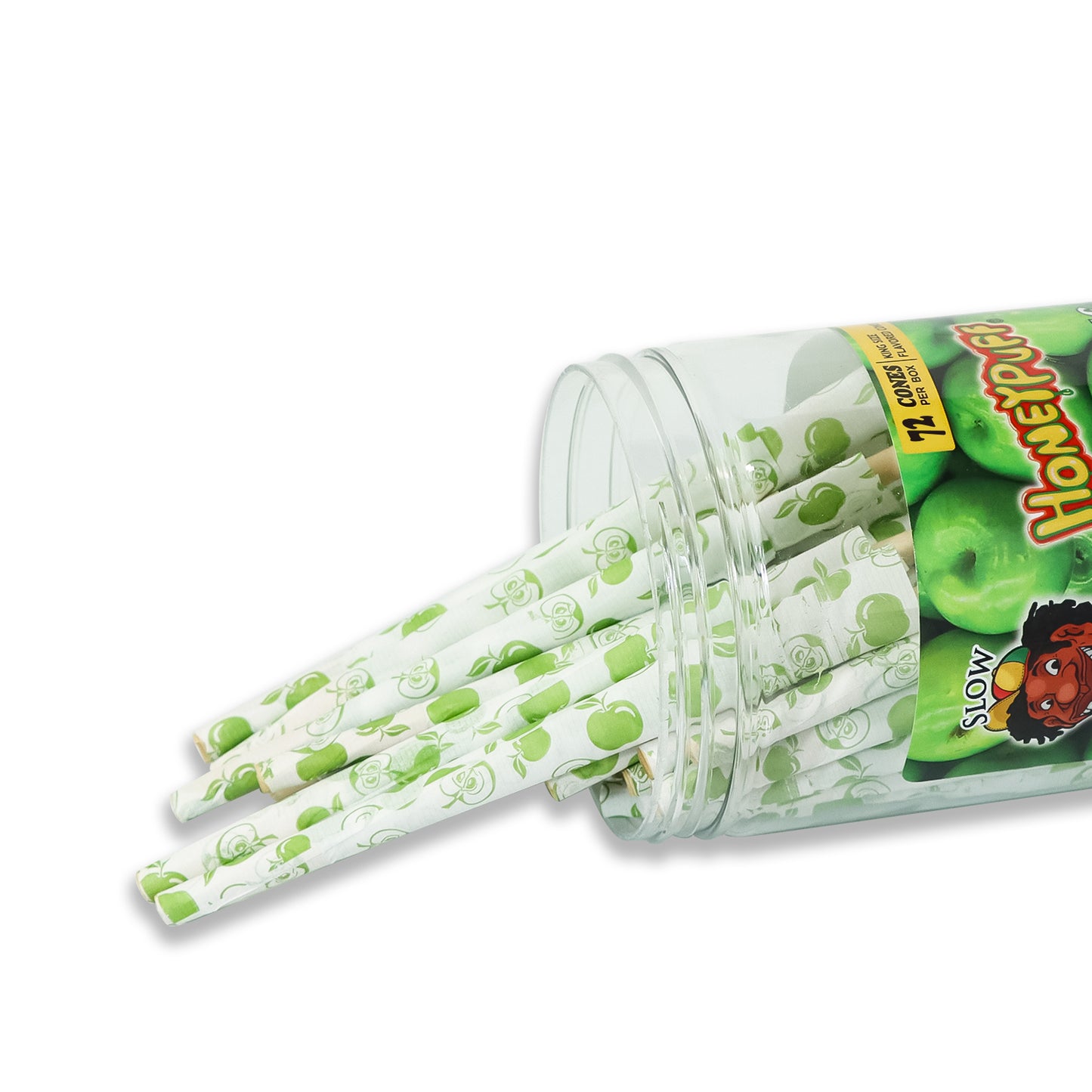 HONEYPUFF Green Apple Flavored Pre Rolled Cones, King Size Rolling Cones with Tips, 72 Pcs Pre Rolled Rolling Paper, Slow Burning Rolling Papers