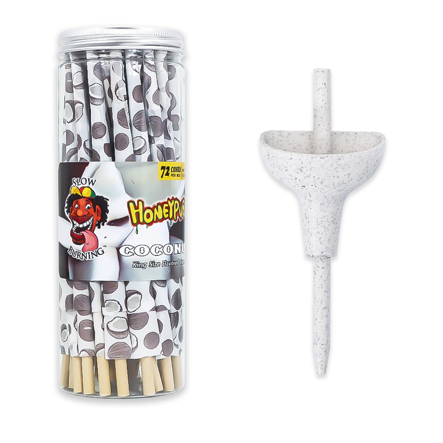 HONEYPUFF Kokosnussgeschmack Vorgerollte Tüten, King Size Vorgerolltes Zigarettenpapier, Natürliches Zigarettenpapier mit Tips, 72 Tüten