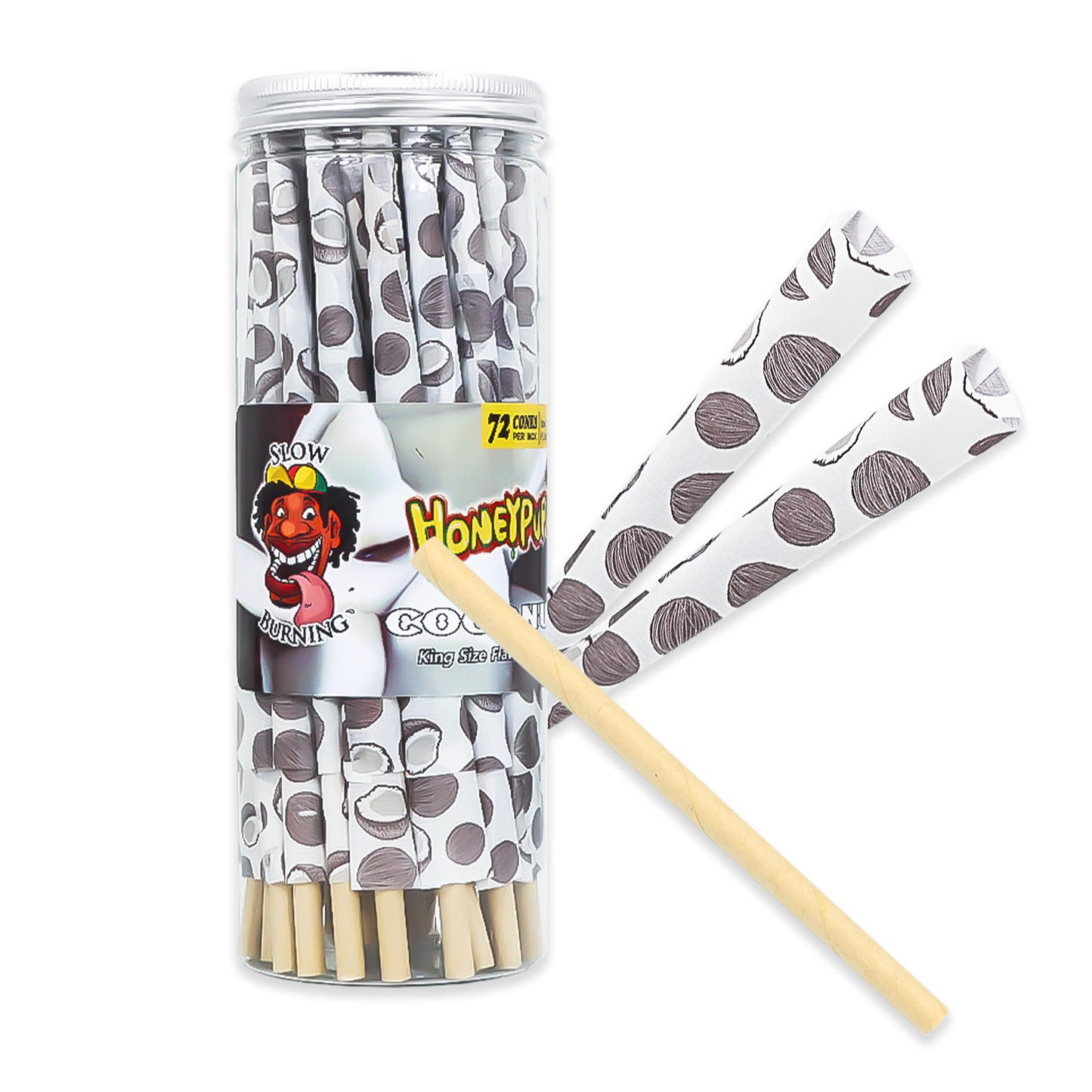 HONEYPUFF Kokosnussgeschmack Vorgerollte Tüten, King Size Vorgerolltes Zigarettenpapier, Natürliches Zigarettenpapier mit Tips, 72 Tüten