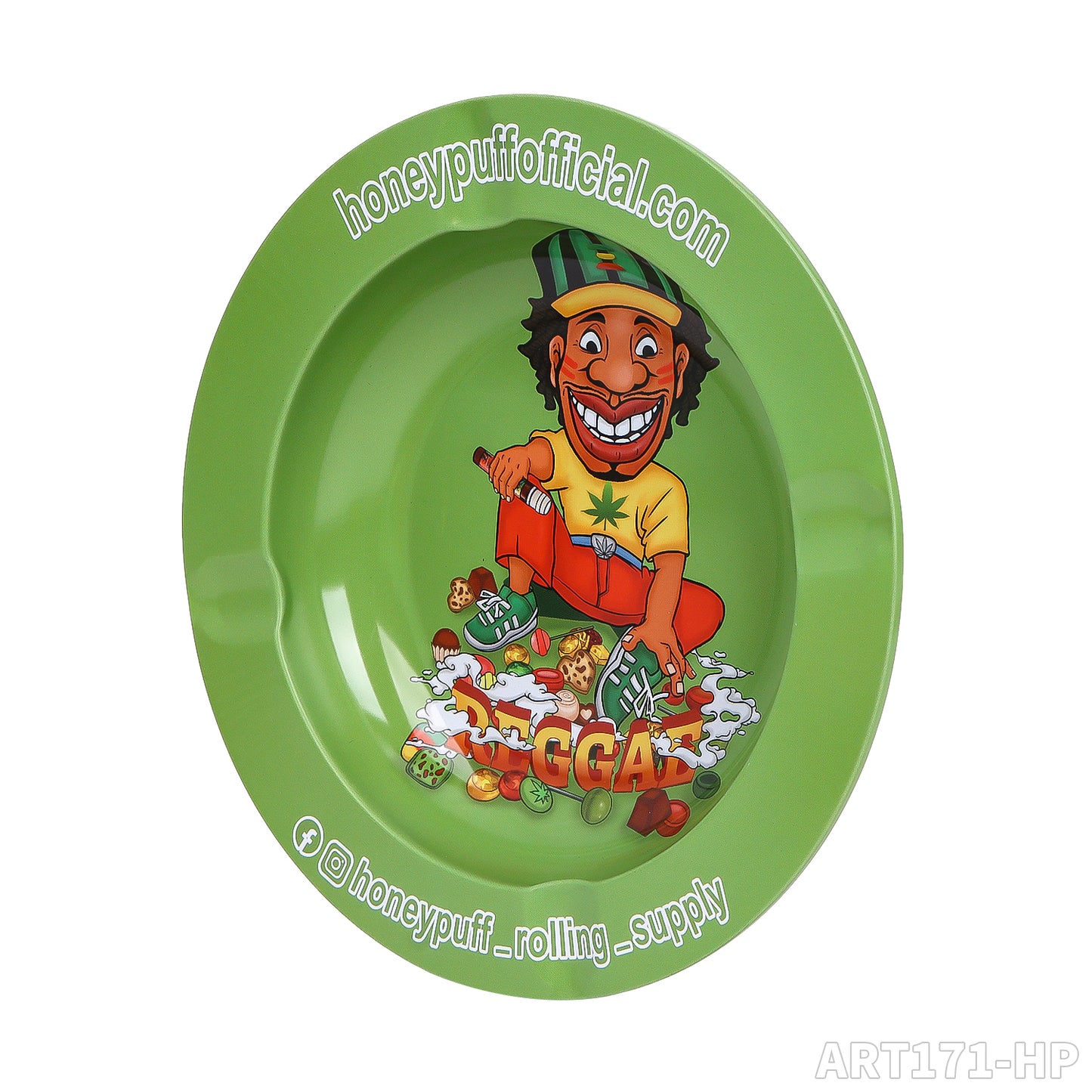 HONEYPUFF brand round metal ashtray round metal rolling tray with various designs