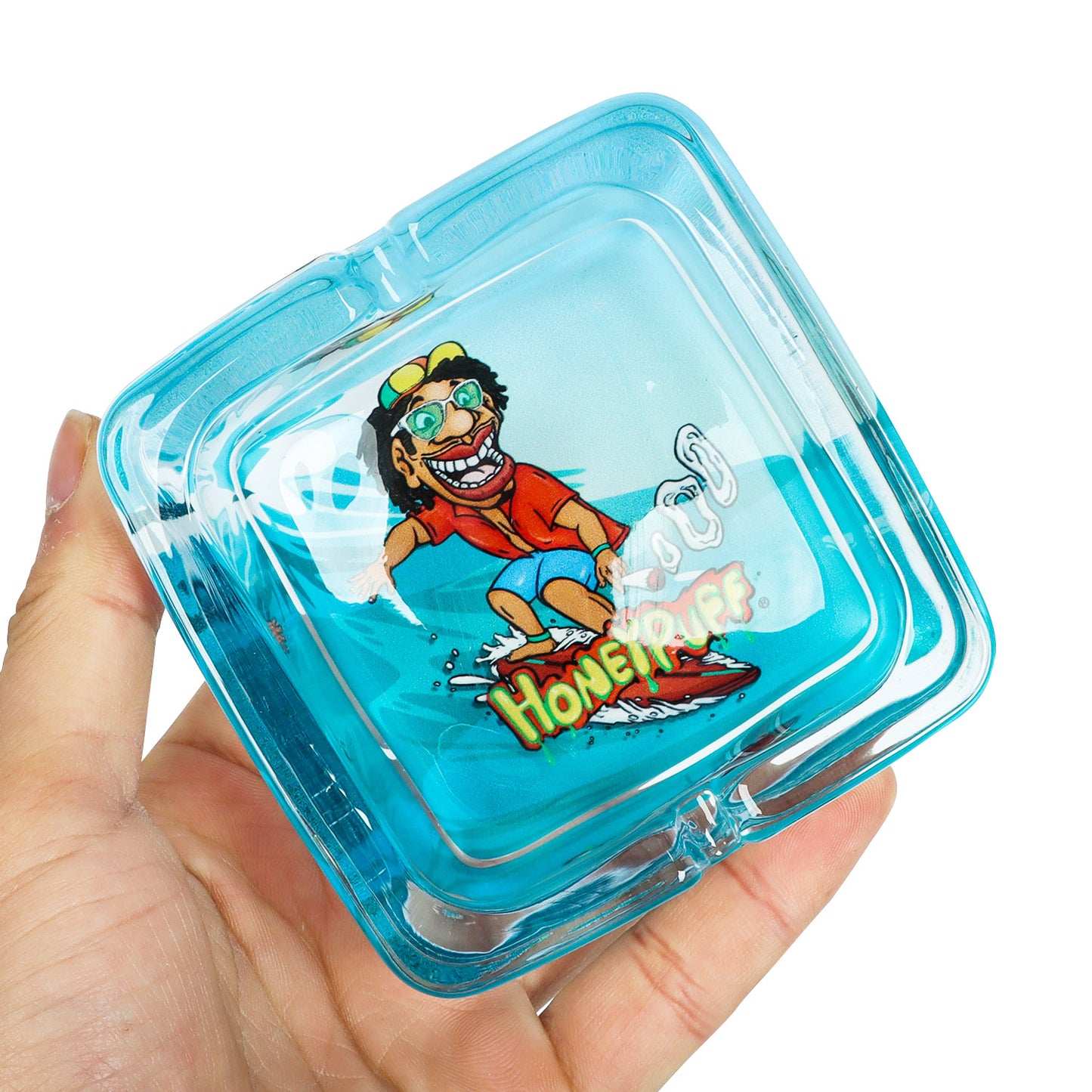 HONEYPUFF brand square glass color design 92 * 42mm high-quality ashtray