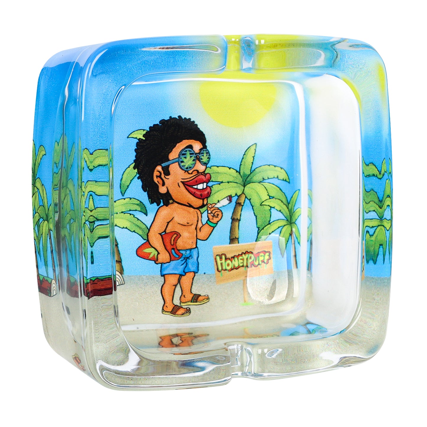 HONEYPUFF brand square glass color design 92 * 42mm high-quality ashtray