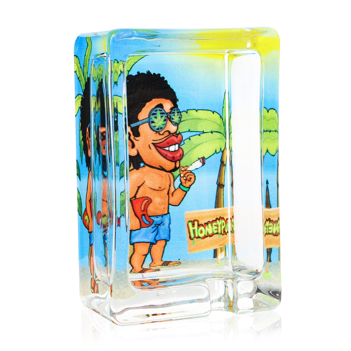 HONEYPUFF brand Mexican style square glass color design 86 * 57mm high-quality ashtray