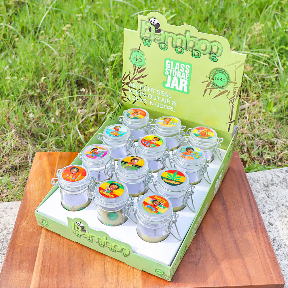 HONEYPUFF Smell Proof Airtight Glass Storage Cigarette Jar, Colorful Stash Jars, 84*58 mm Size Smell Proff Container