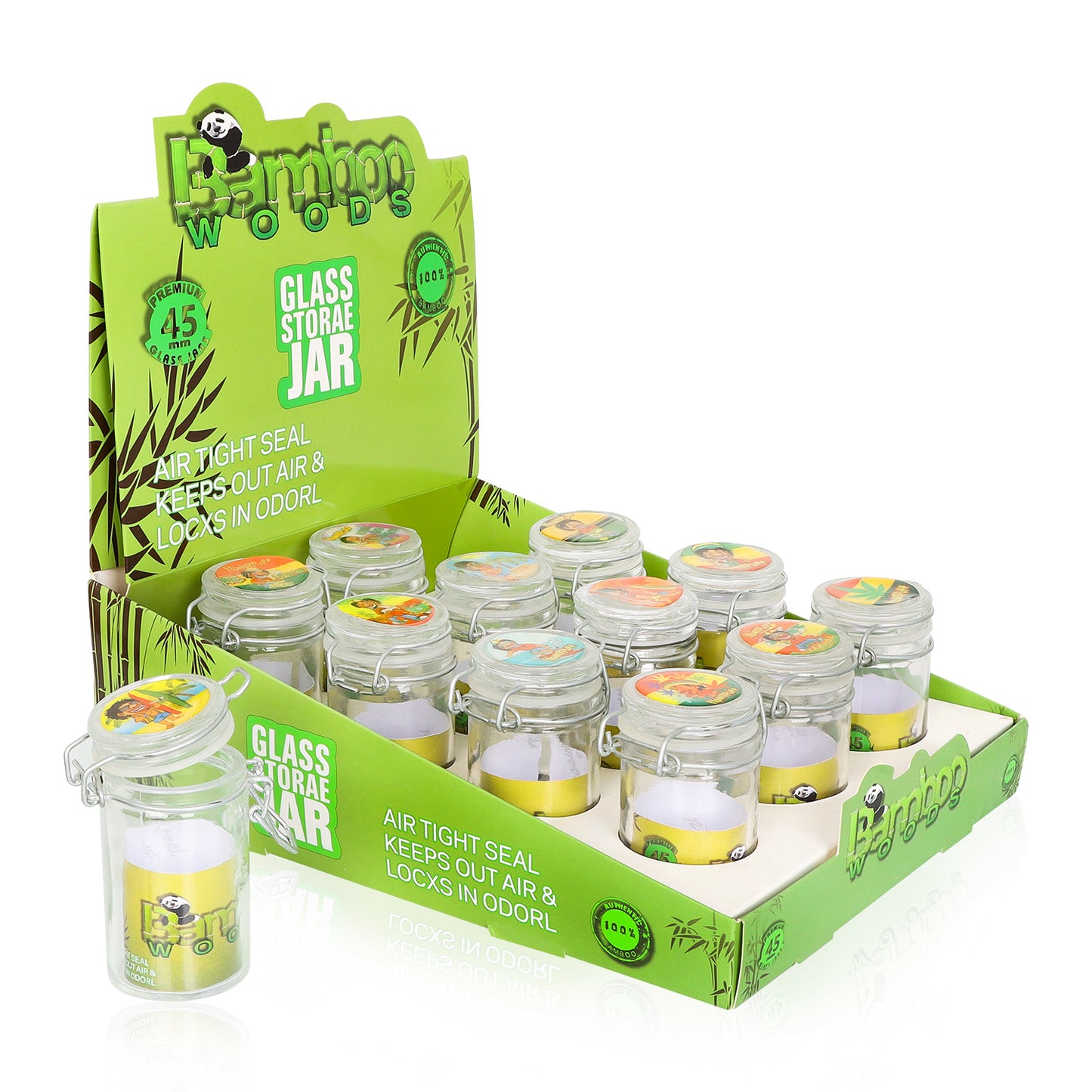 HONEYPUFF Smell Proof Airtight Glass Storage Cigarette Jar, Colorful Stash Jars, 84*58 mm Size Smell Proff Container