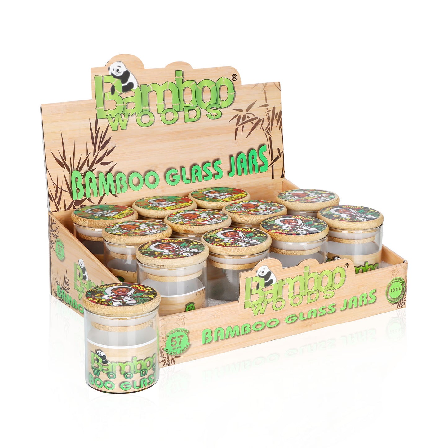 Honeypuff Herb Glass Jar Sticker Empty Storage Container Herb Glass Jar With Bamboo Lid